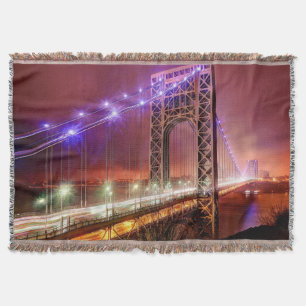 A windy and rainy evening view from Fort Lee Throw Blanket
