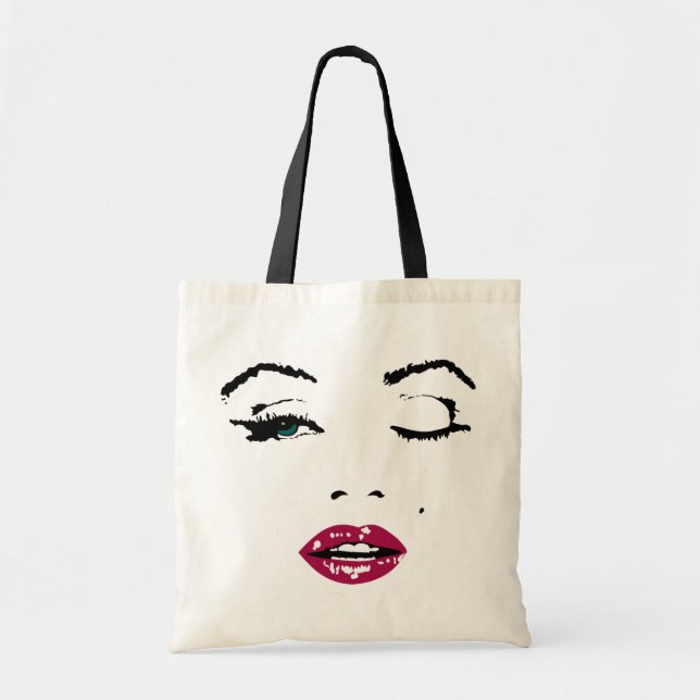A Wink and Red Lips Tote Bag (Front)
