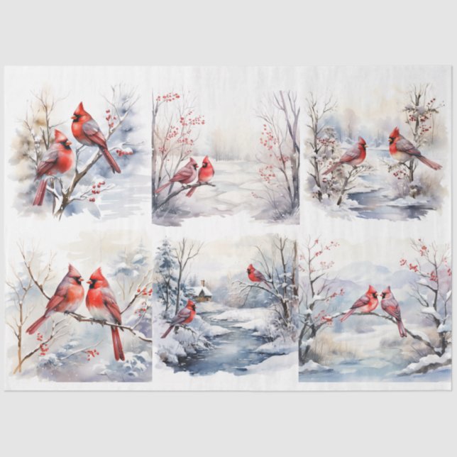 A Winter Cardinal Series Design 7 Tissue Paper (Front)