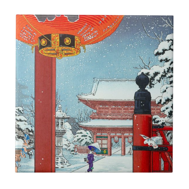 A Winter Day at the Temple Asakusa  Tsuchiya Koits Tile (Front)