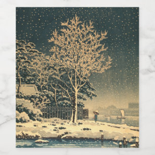 A Winter Day on Sumida River in Japan Wine Label