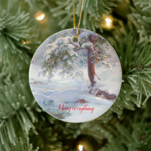 A Winter Idyll, Merry everything Christmas  Ceramic Tree Decoration