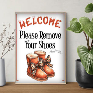 A Winter Please Remove Shoes Sign