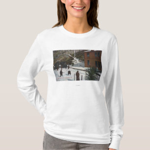 A Winter Scene, Adults Playing in Snow T-Shirt