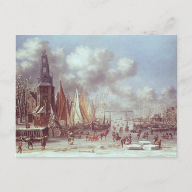A Winter Scene in Amsterdam Postcard (Front)