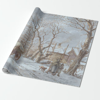 A WINTER SCENE Vintage Christmas Wrapping Paper