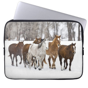 A Winter Scenic of Running Horses Laptop Sleeve