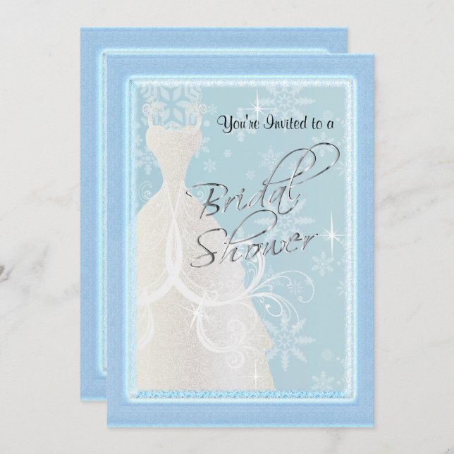 A Winter Snowfall Bridal Shower Invitation (Front/Back)