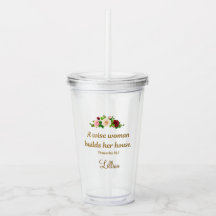 "A Wise Woman Builds Her House" Personalised Clear