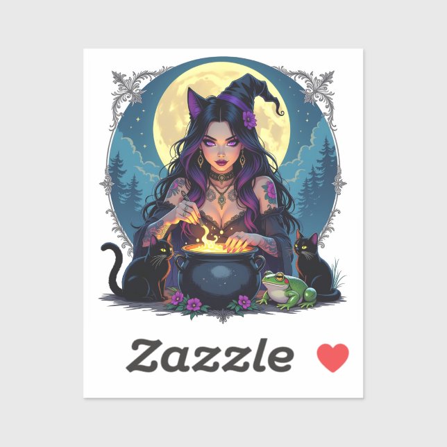 A Witch, A Black Cat and a Frog Halloween (Sheet)