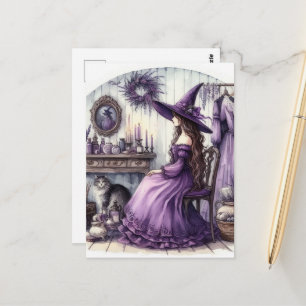 A Witch and Her Cat Postcard