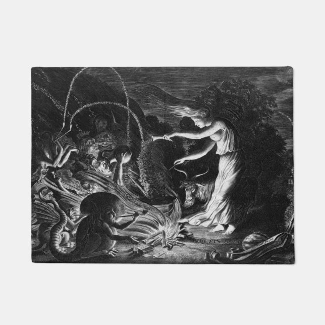 A Witch At Her Cauldron Surrounded By J Wellcome Doormat (Front)