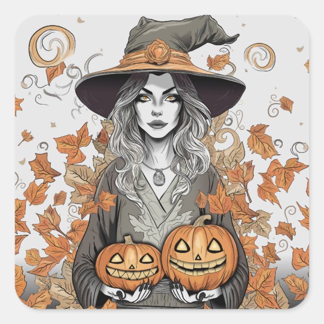 A witch's love square sticker (Front)