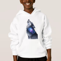 A wolf howling at a starry galaxy