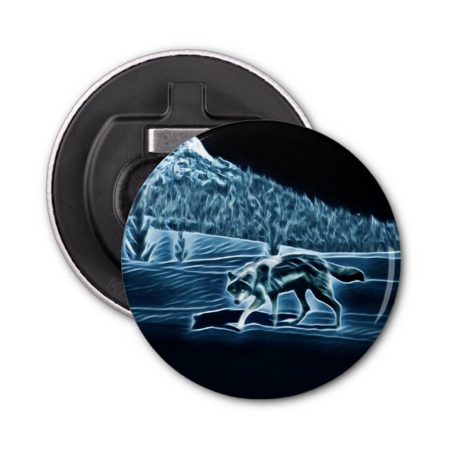 A Wolf On Snow Bottle Opener (Front)
