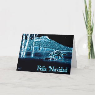 A Wolf On Snow - Feliz Navidad Holiday Card