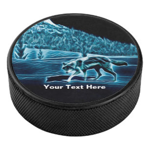 A Wolf On Snow Hockey Puck