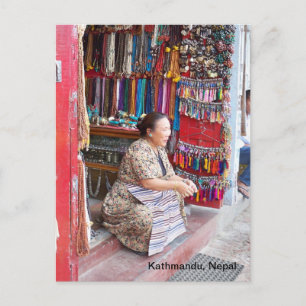A Woman and Her Bead Shop Postcard