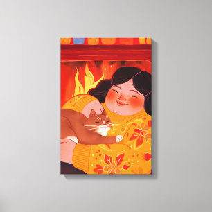 A Woman and her Cat Canvas Print