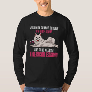 A Woman Cannot Survive On Wine Alone American Eski T-Shirt