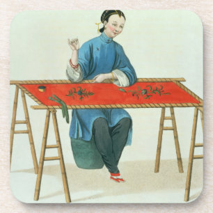 A Woman Embroidering, plate 41 from 'The Costume o Coaster
