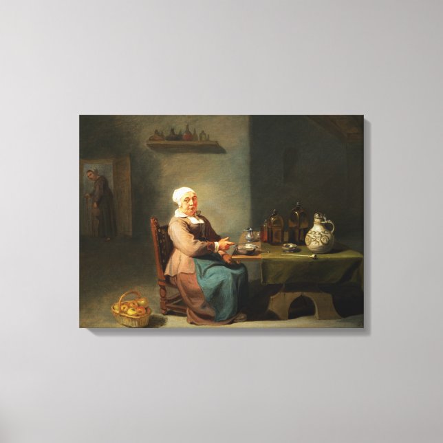 A Woman in a kitchen Canvas Print (Front)