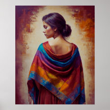 a Woman in a Multi-Coloured Shawl  Poster