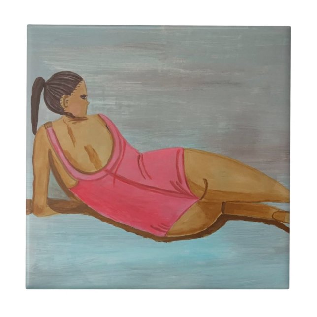 A woman in a pink swimming costume  tile (Front)