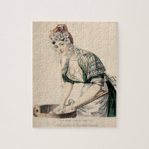 A woman is washing clothes on a wash board at a tu jigsaw puzzle