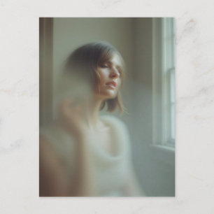 A Woman Lost in Thought Vintage Photography Postcard