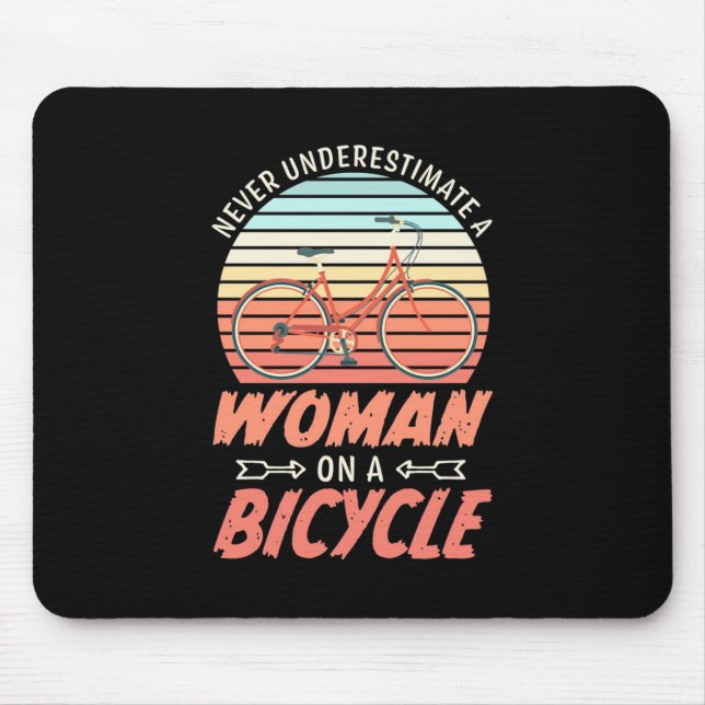 A Woman On A Bicycle Mouse Pad (Front)