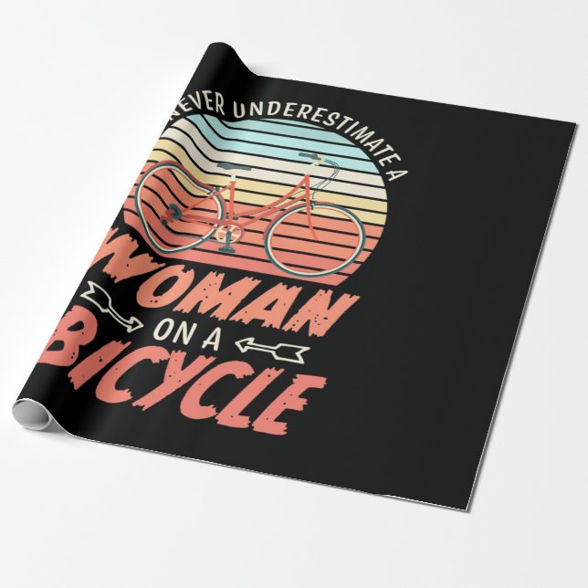 A Woman On A Bicycle Wrapping Paper (Unrolled)