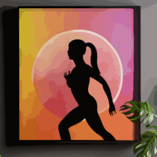 A woman runs and workout poster