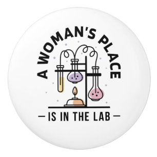 A Woman’s Place Is in the Lab – STEM Art Ceramic Knob