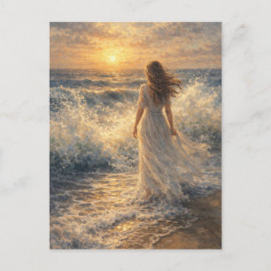 A Woman Stands Upon the Sands by M. Laplante Postcard