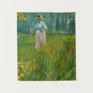 A Woman Walking in a Garden - Vincent van Gogh Tapestry