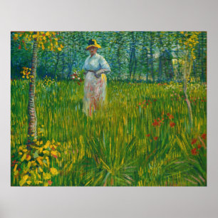 A woman walking in garden Poster XXL Van Gogh