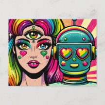 A woman with a Third Eye and a robot