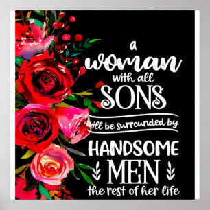 A woman With All Sons Gift, Mother's Day Gift Idea Poster
