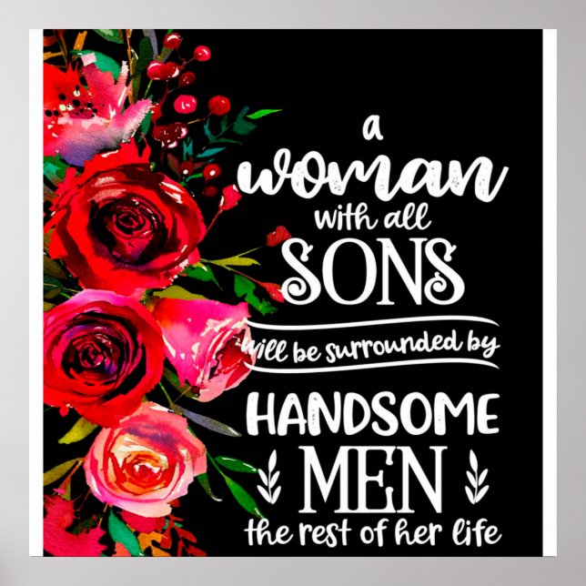 A woman With All Sons Gift, Mother's Day Gift Idea Poster (Front)