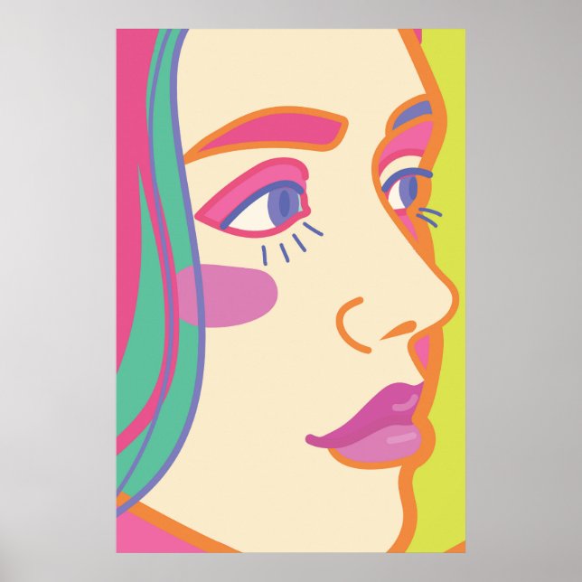 a woman with bright makeup.  poster (Front)