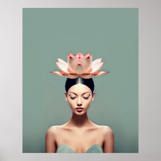 A woman with lotus flower on her head poster (Front)
