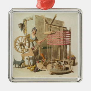 A Woman Wool Skeiner, engraved by the artist, 1808 Metal Tree Decoration