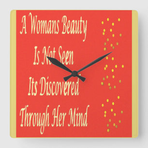 A Womans Beauty message poem feature inspire Square Wall Clock