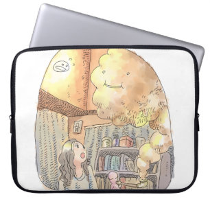 a woman's illustration of an orange room with a wh laptop sleeve