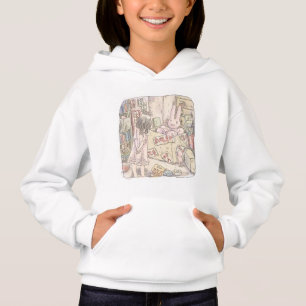 A woman's illustration watching a rabbit trembling