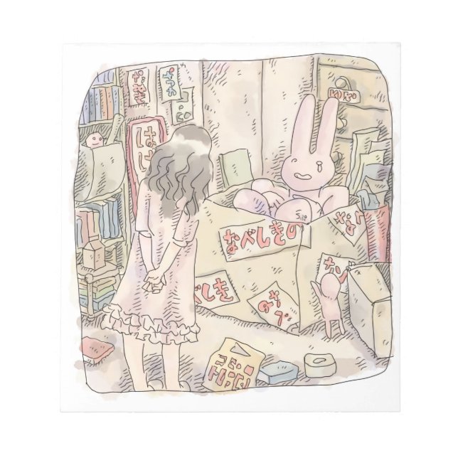 A woman's illustration watching a rabbit trembling notepad (Front)