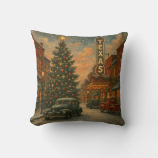 A Wonderful Christmas on the Streets of Texas Cushion