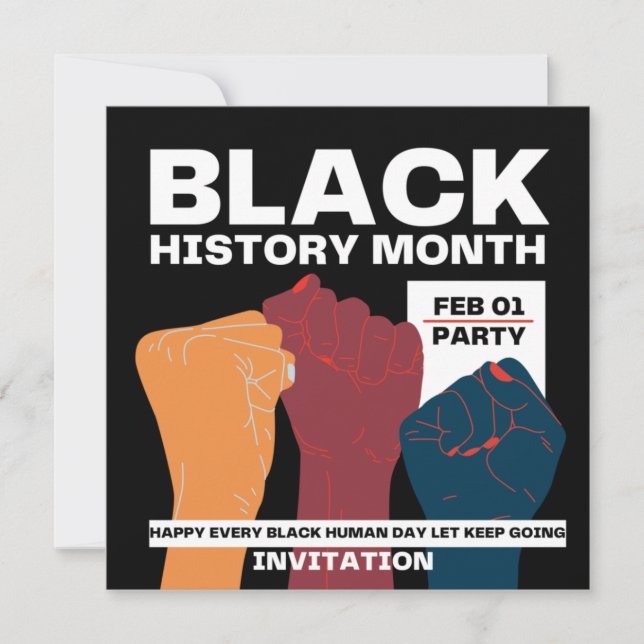 A Wonderful History BHM Party  Invitation (Front)