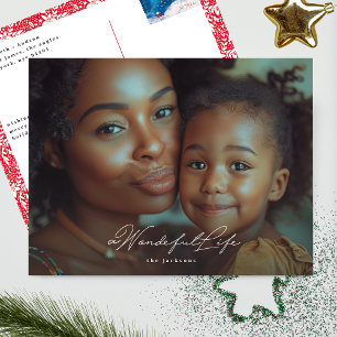 a Wonderful Life   Simply Elegant Photo Christmas Holiday Postcard